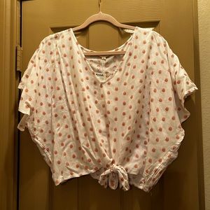 Polka Dot Tie Front Crop Top